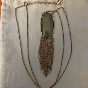 Kendra Scott Long Hematite Pendant Necklace with Fringe